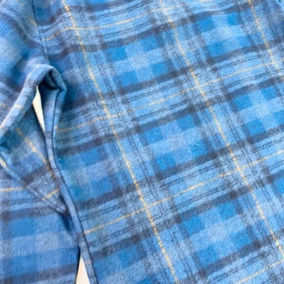 John Wayne Wooly  Fleece Sweater Mens Small Blue Quarter Snap Button Plaid New - Picture 10 of 11